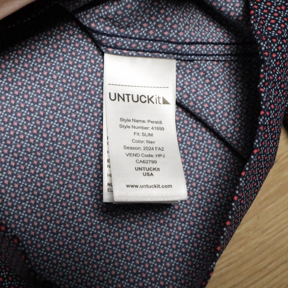 2x UNTUCKit Mens Large Slim Fit Button Down Long Sleeve Shirt Blue/Maroon - Picture 11 of 15